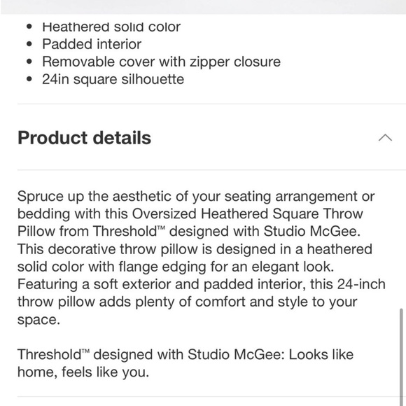 Oversized Heather Square Throw Pillow Sage/Cream Threshold Studio Mc… - Picture 5 of 7